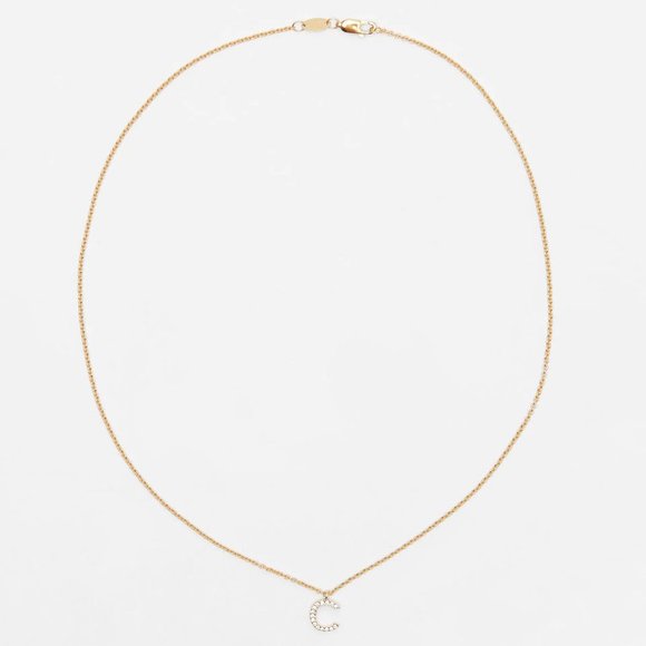 NEW Zara Sparkly Rhinestone Sterling Silver Gold Plated Initial C Necklace - Picture 3 of 10